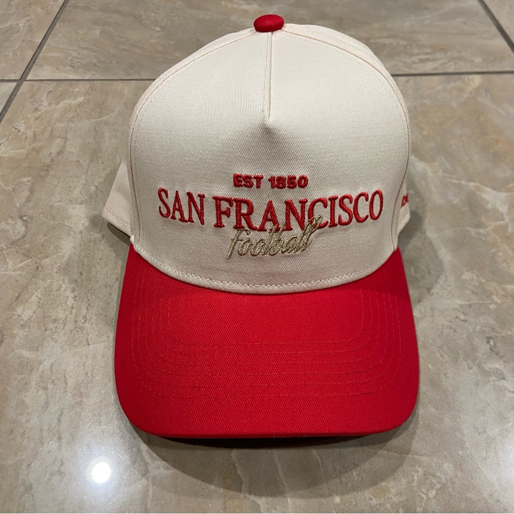San Francisco 49ers Vintage Style Hat SnapBack Bay Area SF Laces Cream
White Red